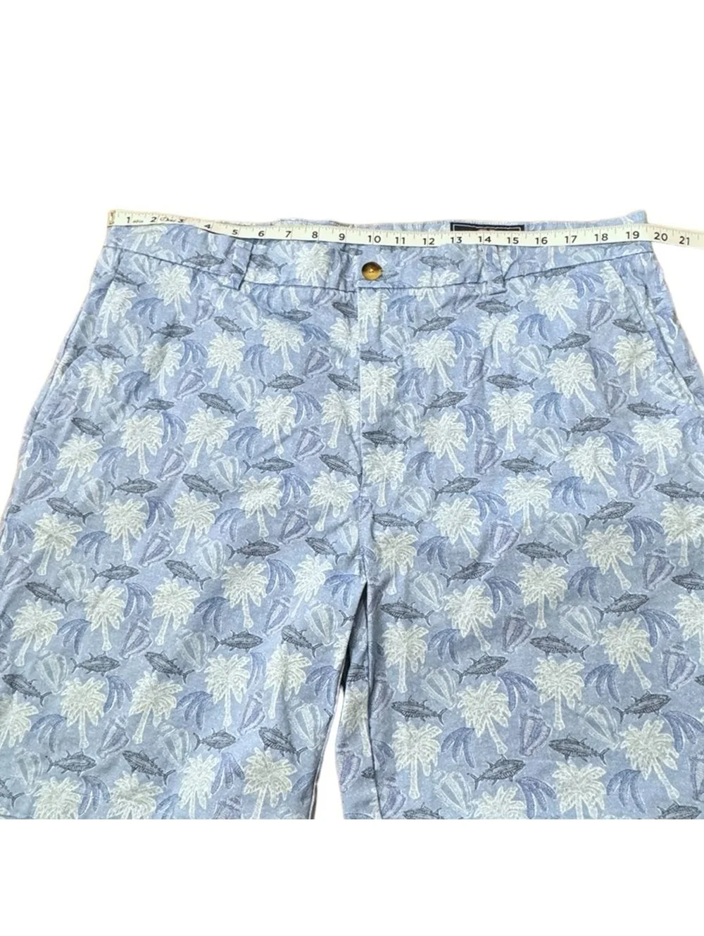 Vineyard Vines Breaker Shorts Blue Fish Palm Trees Tropical Beach Men’s Size 40